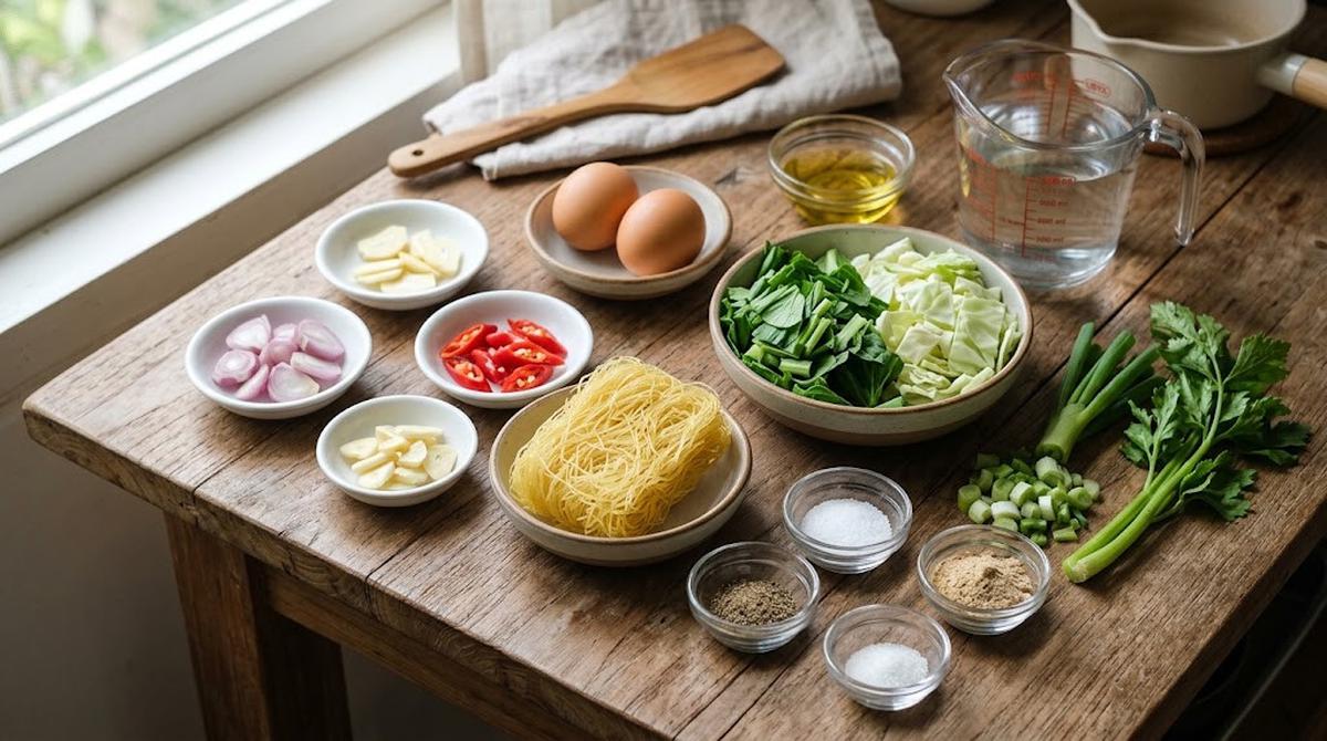 Bahan-Bahan untuk Bihun Kuah Bumbu Iris