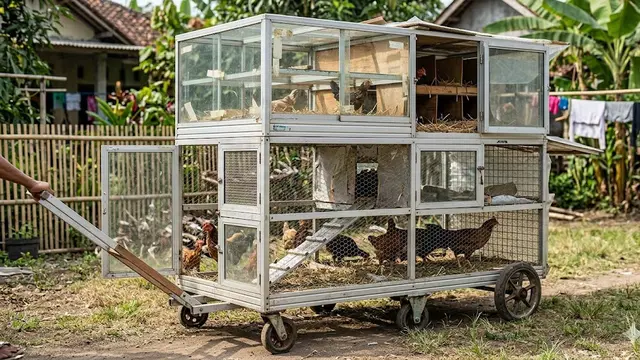 Kandang Ayam Kecil Ukuran 1x2 Pakai Baja Ringan dan Atap PVC.