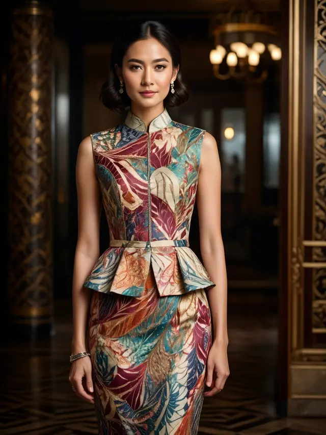 Dress Batik Kerah Shanghai Modern untuk Acara Resmi