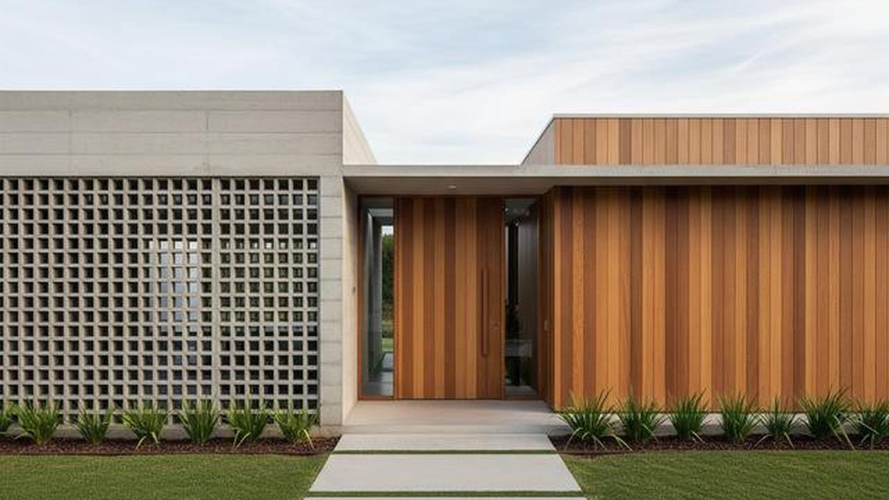 7 Gambar Rumah Minimalis Tampak Depan dengan Kombinasi Dinding Roster, Elegan dan Fungsional