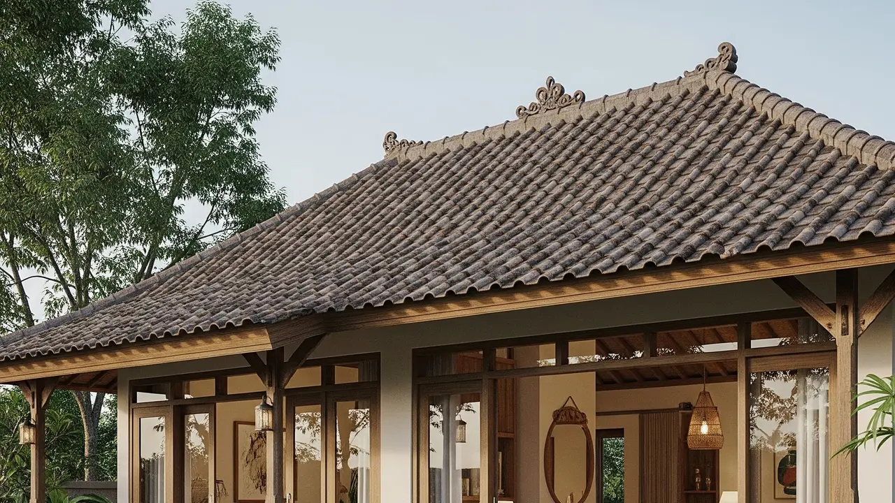 Rumah 1 Lantai Ala Villa di Desa (Gemini AI)