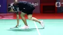 Pebulu tangkis tunggal putri Indonesia Gregoria Mariska Tunjung saat melawan Pusarla V. Sindhu (India) pada Babak 16 Besar Indonesia Masters 2022 di Istora Senayan, Jakarta, Kamis (9/6/2022). Gregoria Mariska gagal melaju ke babak selanjutnya. (Liputan6.com/Helmi Fithriansyah)