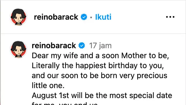 Unggahan Reino Barack. (Foto: Dok. Instagram @reinobarack)