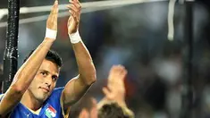 Bek kiri Fabio Grosso menjadi salah satu pencetak gol kemenangan 2-0 Italia atas Bulgaria dalam partai kualifikasi PD 2010 di Turin pada 9 September 2009. AFP PHOTO/GIUSEPPE CACACE