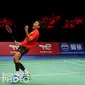 Ganda putra Indonesia Fajar Alfian / Muhammad Rian Ardianto meluapkan kegembiraan usai mengalahkan pasangan Denmark Mathias Christiansen / Frederik Sogaard pada semifinal Thomas Cup 2021 di Ceres Arena, Aarhus, Denmark, Sabtu, 16 Oktober. Indonesia menang