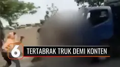 Seorang remaja tertabrak truk, setelah bersama rekan-rekannya nekat menghadang truk yang tengah melaju kencang di Cikarang, Bekasi, Jawa Barat. Tindakan yang sangat berbahaya tersebut dilakukan hanya demi konten di media sosial.