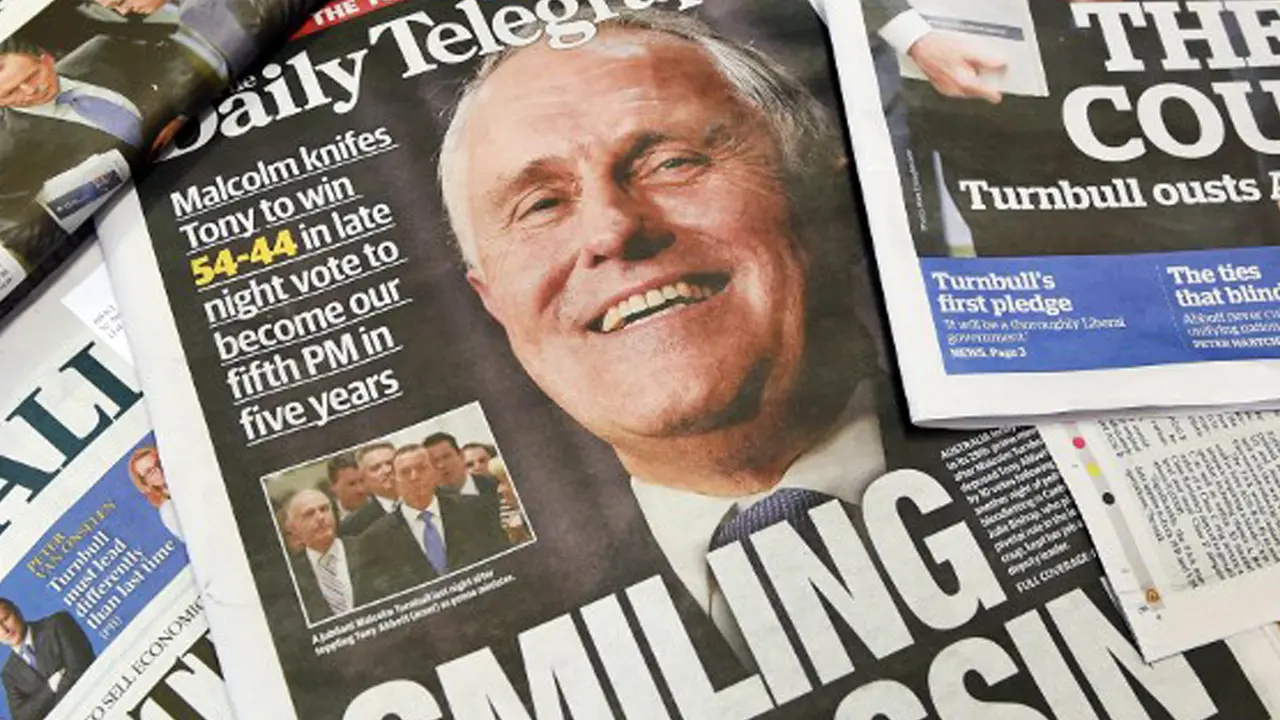20150915-Wajah Malcolm Turnbull Hiasi Surat Kabar Australia