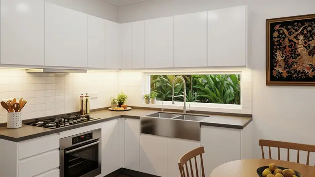 Model Dapur Kompor Tanam di Kitchen Set Letter L