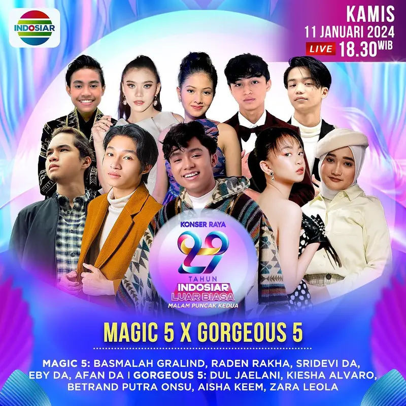 Konser Raya 29 Tahun Indosiar Luar Biasa hari kedua, Kamis 11 Januari 2024 malam
