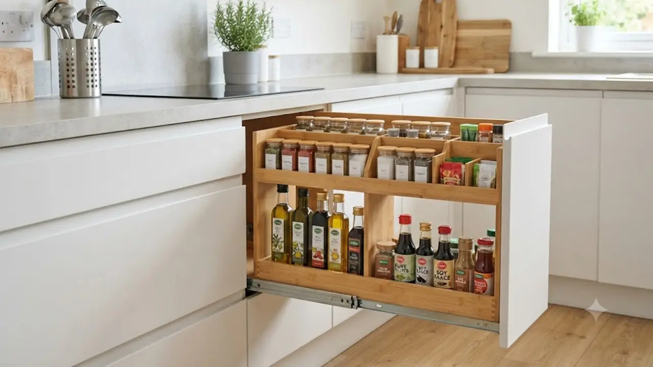 Model Rak Bumbu Tarik yang Membuat Kitchen Set