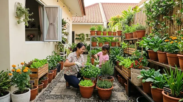 Cara Mengubah Lahan Sempit Samping Rumah Menjadi Kebun Mini/AI Generated