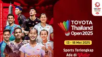 Jadwal dan link Llve stream BWF Tour Toyota Thailand Open 2025 di Vidio. Nonton dan dukung para atlet bulu tangkis Indonesia yang bertanding di BWF Toyota Thailand Open 2025 hanya di Vidio. (sum. doc. vidio.com)