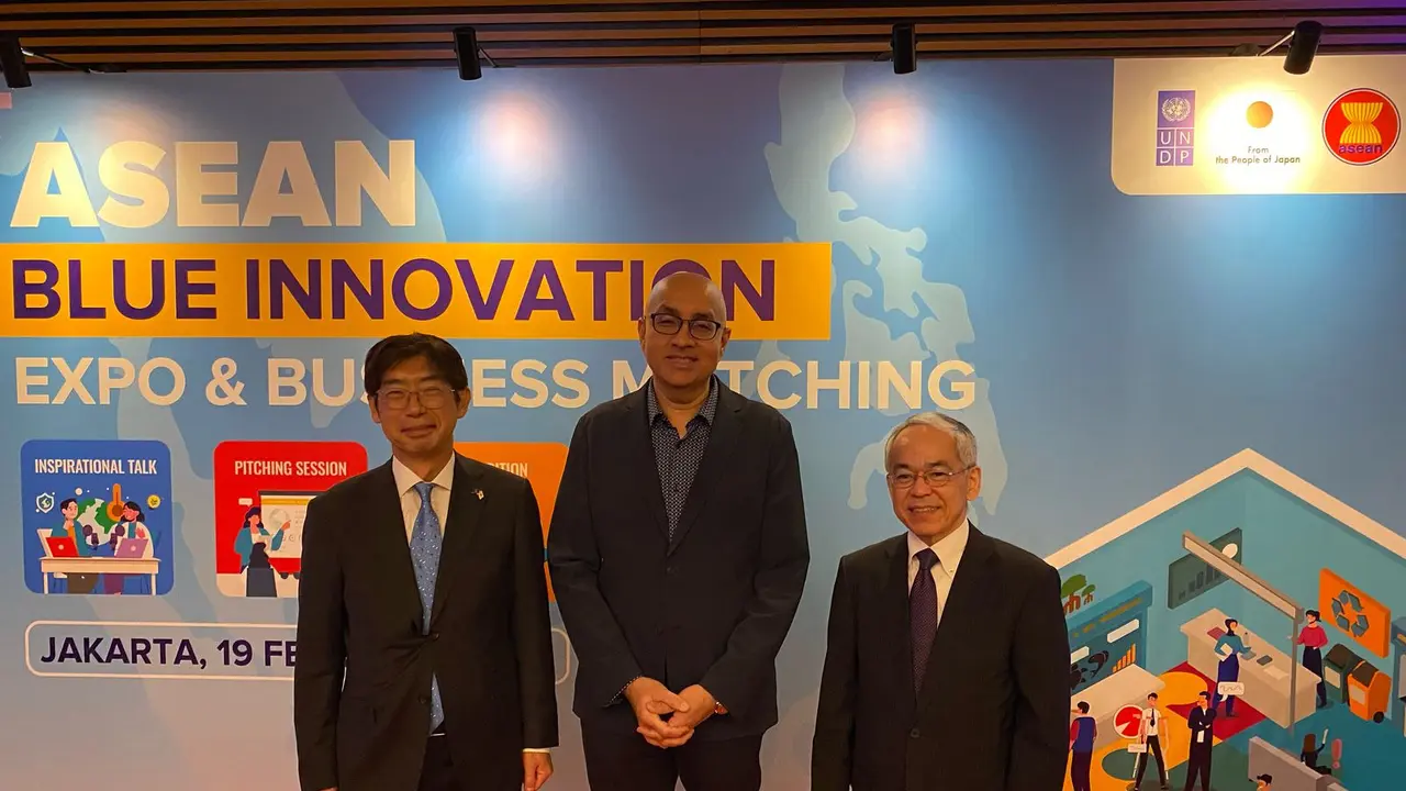 ASEAN Blue Innovation Expo and Business Matching 2025 merupakan program kerja sama antara Program Pembangunan Perserikatan Bangsa-Bangsa (UNDP), Sekretariat ASEAN dan Misi Tetap Jepang untuk ASEAN (Liputan6.com/Teddy Tri Setio Berty).