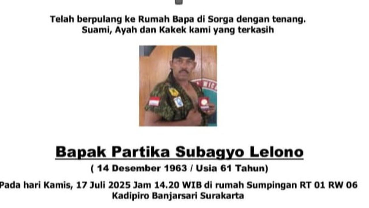 Berita Duka, Tentara Terkuat Kopral Bagyo Meninggal Dunia