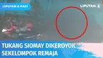 Kamera pengawas merekam aksi pengeroyokan yang melibatkan seorang pedagang siomay dan sekelompok remaja di Cipayung, Jakarta Timur. Selain dikeroyok, barang-barang korban juga dirampas, para pelaku melarikan diri.