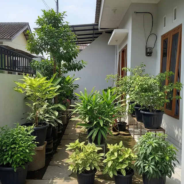 6 Inspirasi Taman Samping Rumah yang Cantik Tanpa Perlu Perawatan Harian