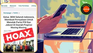 Cek Fakta: Hoaks Artikel Ketua BEM Seluruh Indonesia Menyatakan Menolak PSI dan Jokowi di Daerah