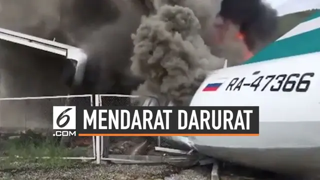 VIDEO: Detik-Detik Pesawat Rusia Mendarat Darurat, 2 Tewas