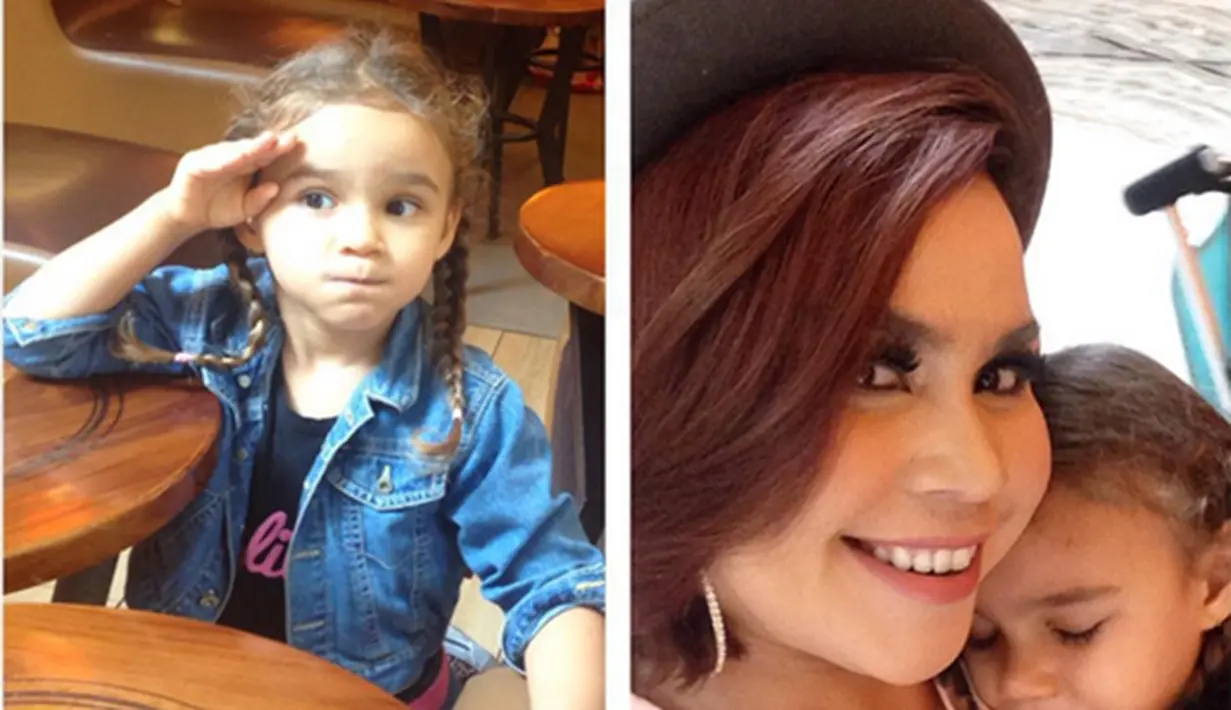 Namun jika diperhatian dengan benar, Chloe berwajah Australia mirip seperti ayahnya, Tyson Lynch. Sedangkan Isabella bertampang Turki dengan bola mata hijau kebiru-biruan. (Via Instagram/@melaney_ricardo)