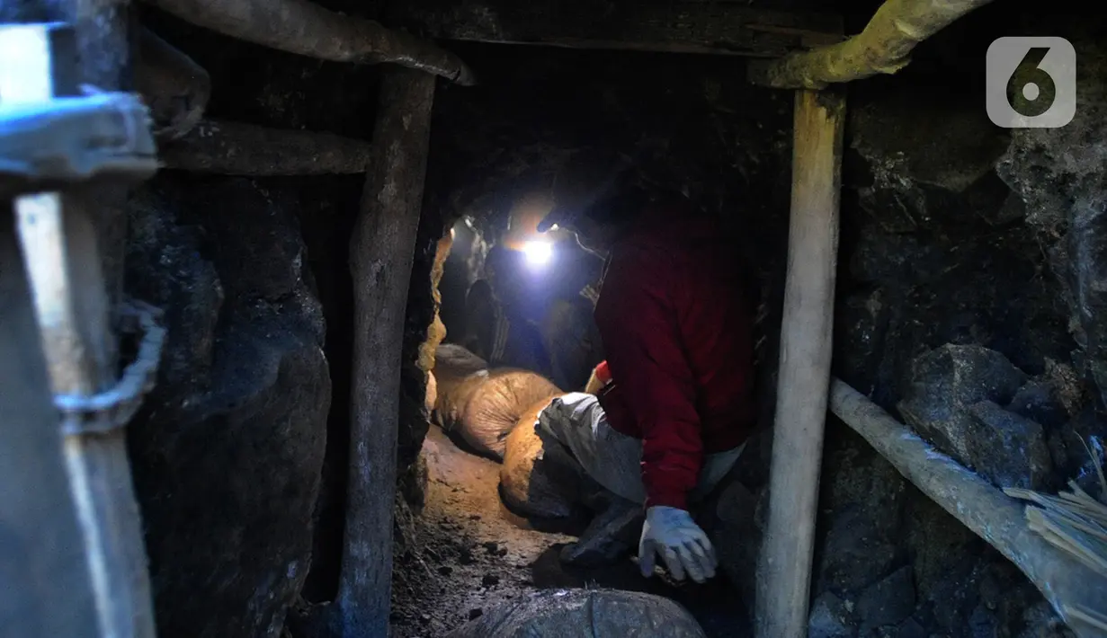 Peralatan yang diperlukan hanya menggunakan headlamp, sepatu boots, tongkat besi dan karung. (merdeka.com/Arie Basuki)