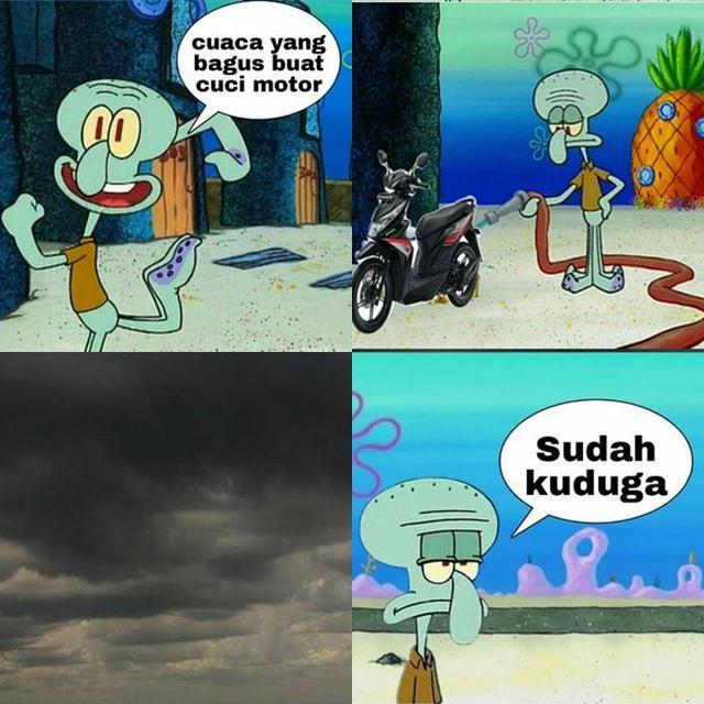 5 Meme Kocak Orang Cuci Motor, Sedih Kalau Hujan