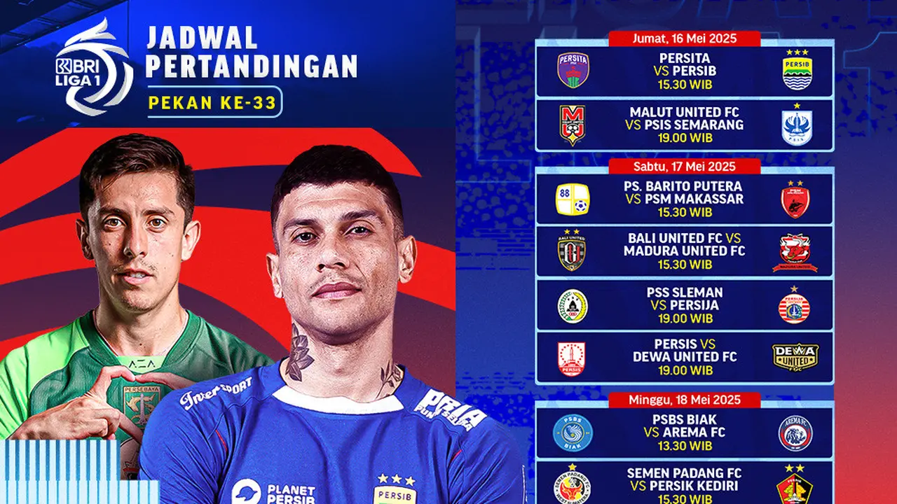 Jadwal dan Link Live Streaming BRI Liga 1 2024/25 pada Matchweek ke 33 di Vidio