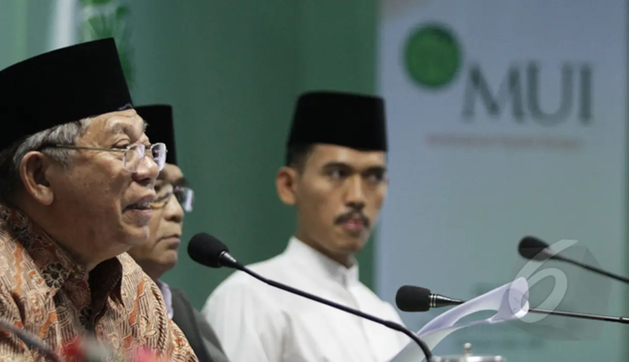 Wakil ketua umum MUI, KH Maruf Amin (kiri) menilai hukuman mati yang diberikan pemerintah kepada pengedar narkoba adalah tindakan yang tepat, Jakarta, Selasa (3/3/2015). (Liputan6.com/Faizal Fanani)