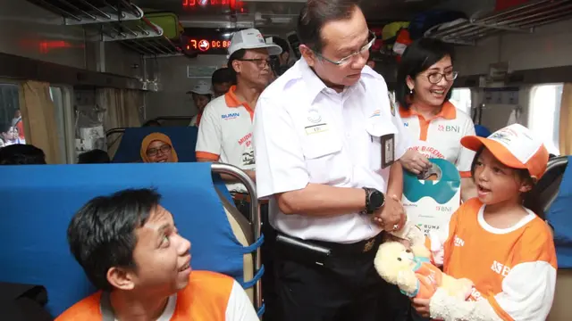 Mudik Bareng BNI dengan menggunakan moda kereta api mulai diberangkatkan pada Kamis ini dari Stasiun Pasar Senen, Jakarta. Dok BNI
