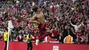 Pemain Liverpool Darwin Nunez melakukan selebrasi usai mencetak gol ke gawang Manchester City pada pertandingan sepak bola FA Community Shield di King Power Stadium, Leicester, Inggris, 30 Juli 2022. Liverpool sukses meraih trofi Communiy Shield usai mengalahkan Manchester City dengan skor 3-1. (AP Photo/Frank Augstein)