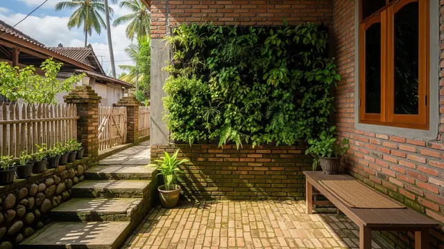 Contoh Teras Rumah Kampung Sederhana dengan Tanaman Hijau/Gemini AI