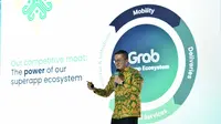 Director of GrabForBusiness Roy Nugroho, memberikan paparan dalam Grab Business Forum 2023 yang mengusung tema Digital Forward: Bracing for Market Uncertainties di Jakarta (16/03/2023). (Liputan6.com/HO)