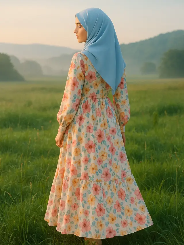 Gamis motif bunga 2