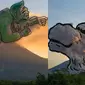 Lukisan Kartun Awan Panas Gunung Merapi yang meletus tahun 2023 (Sumber: Tangkapan Layar TikTok @faiqanamsan)