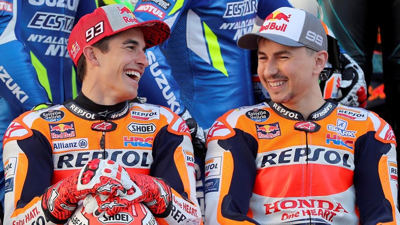 Dua pembalap Repsol Honda, Marc Marquez dan Jorge Lorenzo.