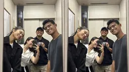 Saat momen berada di lift, mereka berempat tampak kompak mirror selfie. Azizah dan Arhan pun tersenyum antusias melihat ke kaca. Keseruan double date ini sukses menyita perhatian netizen. (Liputan6.com/TikTok/mleuraas)