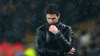 Hasil ini membuat selisih poin skuad asuhan Mikel Arteta sebagai pemuncak klasemen Liga Inggris 2025/2026 semakin menipis. Mereka kini hanya terpaut lima poin dari Manchester City yang belum memainkan laga ke-27 mereka. (AP Photo/Dave Shopland)