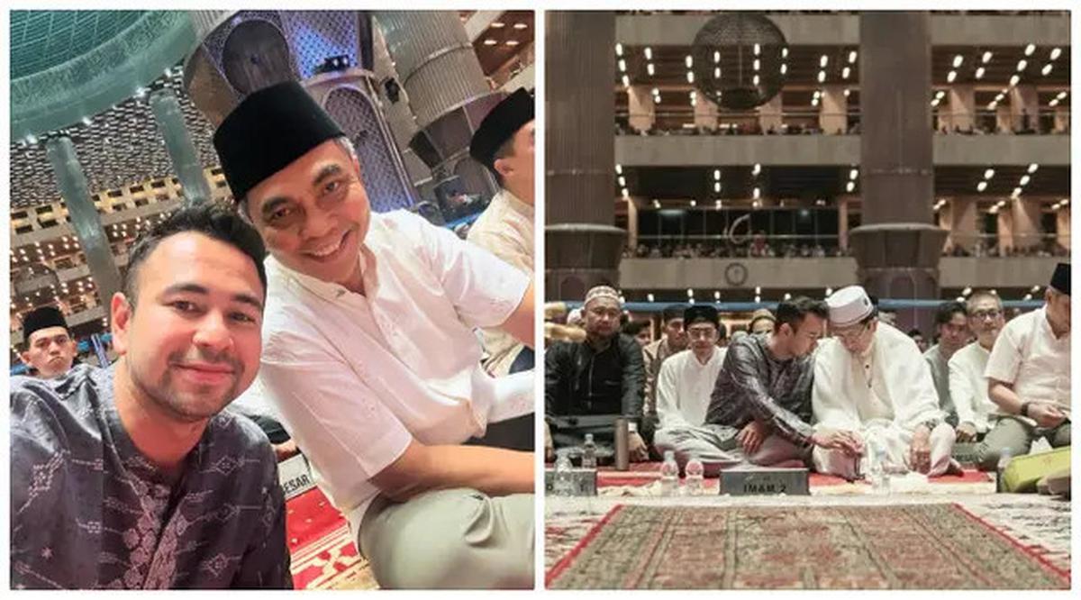 6 Potret Raffi Ahmad Itikaf di Masjid Istiqlal Ajak Nagita dan Rafathar, Bertemu Menteri Agama