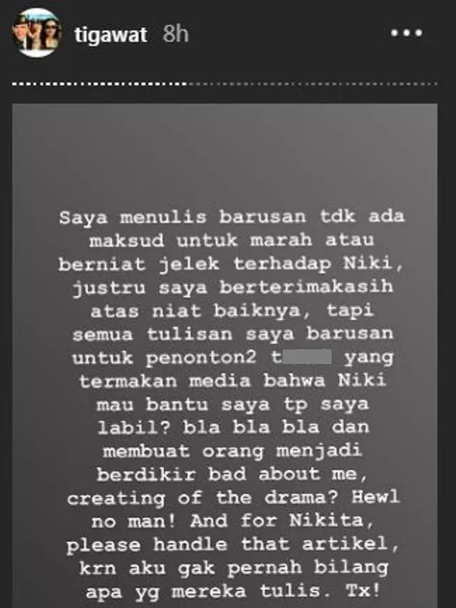 Tiga Setia Gara (Foto: Instagram/@tigawat)