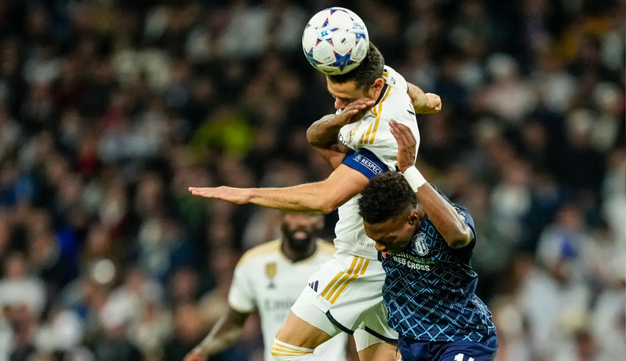 Dengan hasil ini, Real Madrid sudah mengantongi 12 poin dari empat laga di Grup C. (AP Photo/Jose Breton)