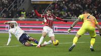 AC Milan harus puas bermain imbang 1-1 kontra Cagliari pada laga pekan ke-18 Serie A di San Siro, Minggu (12/1/2025) dini hari WIB.&nbsp;(AP Photo/Antonio Calanni)