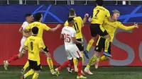 Dua Gol Haaland Loloskan Dortmund ke perempat final Liga Champions (AP)
