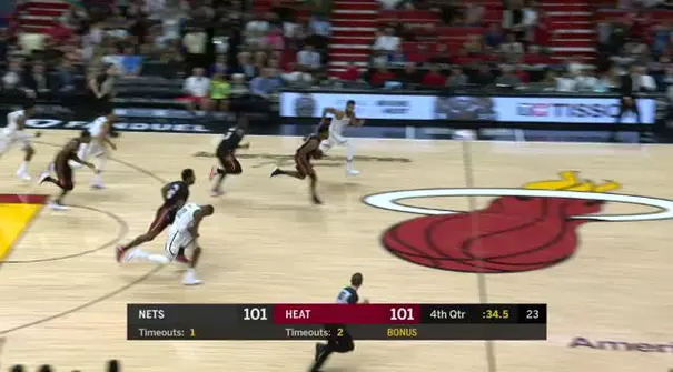 Berita video game recap NBA 2017-2018 antara Brooklyn Nets melawan Miami Heat dengan skor 110-109.