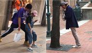 Pose nyeleneh orang main ponsel di tempat umum (Sumber: Instagram/peoplestanding)