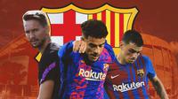 Barcelona - Luuk De Jong, Philippe Coutinho, Pedri (Bola.com/Adreanus Titus)