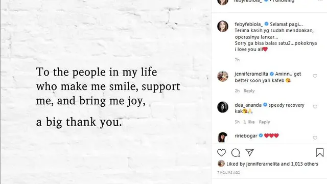 Feby Febiola usai operasi kista ovarium
