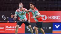 Ganda putra Indonesia Sabar Karyaman Gutama/Moh Reza Pahlevi Isfahani menang atas&nbsp; Hiroki Midorikawa/Kyohei Yamashita dari Jepang pada babak 32&nbsp;besar Australian Open 2025 di Quaycentre, Rabu (19/11). (foto: PBSI)