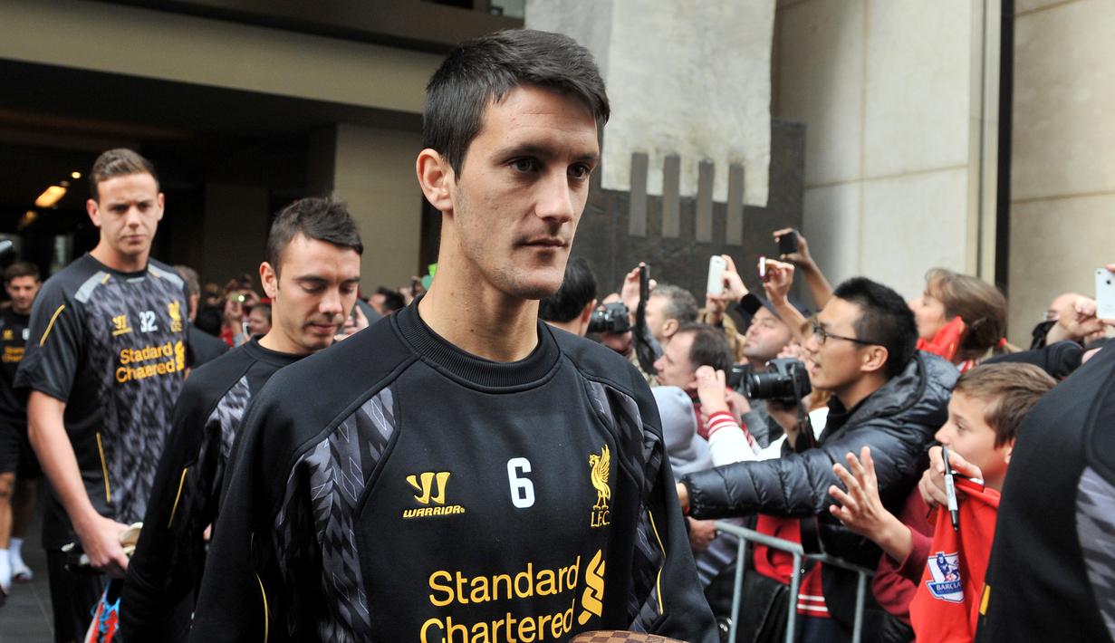 1. Luis Alberto - Meski hanya berperan kecil, Luis adalah salah satu pilar yang masuk skuat Liverpool saat menantang gelar liga pada 2013/14. Kesulitan menembus skuad The Reds membuat Luis minta dijual. (AFP/Paul Crock)