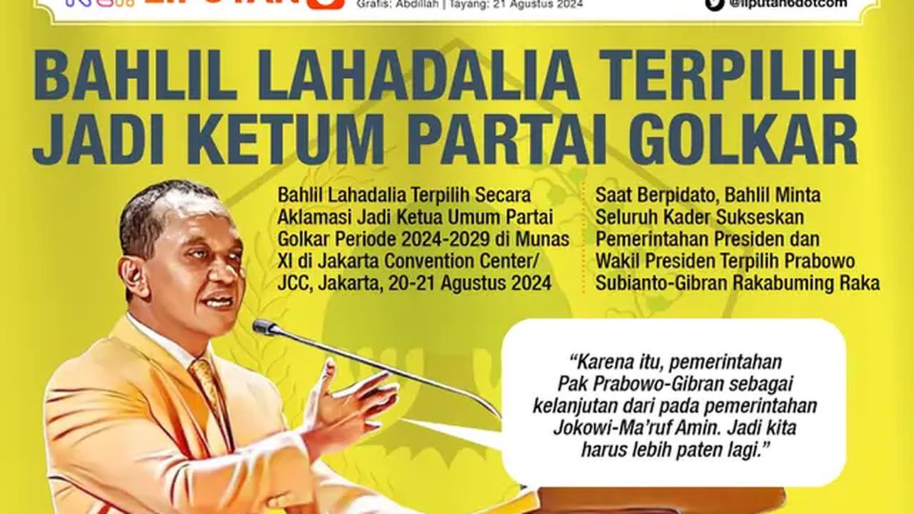 Infografis Bahlil Lahadalia Terpilih Jadi Ketum Partai Golkar. (Liputan6.com/Gotri/Abdillah)