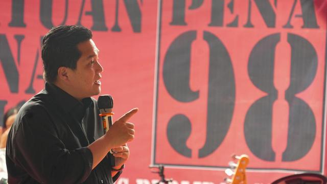 Menteri Badan Usaha Milik Negara (BUMN) Erick Thohir di Graha Pena 98, Minggu (19/2/2023).