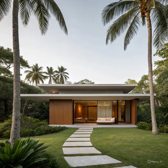 Model Rumah Minimalis 1 Air Terbaru : Tropis Modern